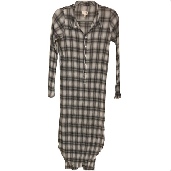 Urban renewal long plated button down tunic shirt long sleeve Sz M/L E - Picture 2 of 4